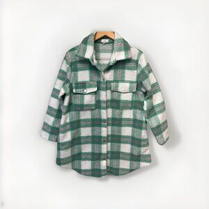 Ott Shacket Womens Size Small / Medium Preppy Pink‎ Green White Plaid Academia